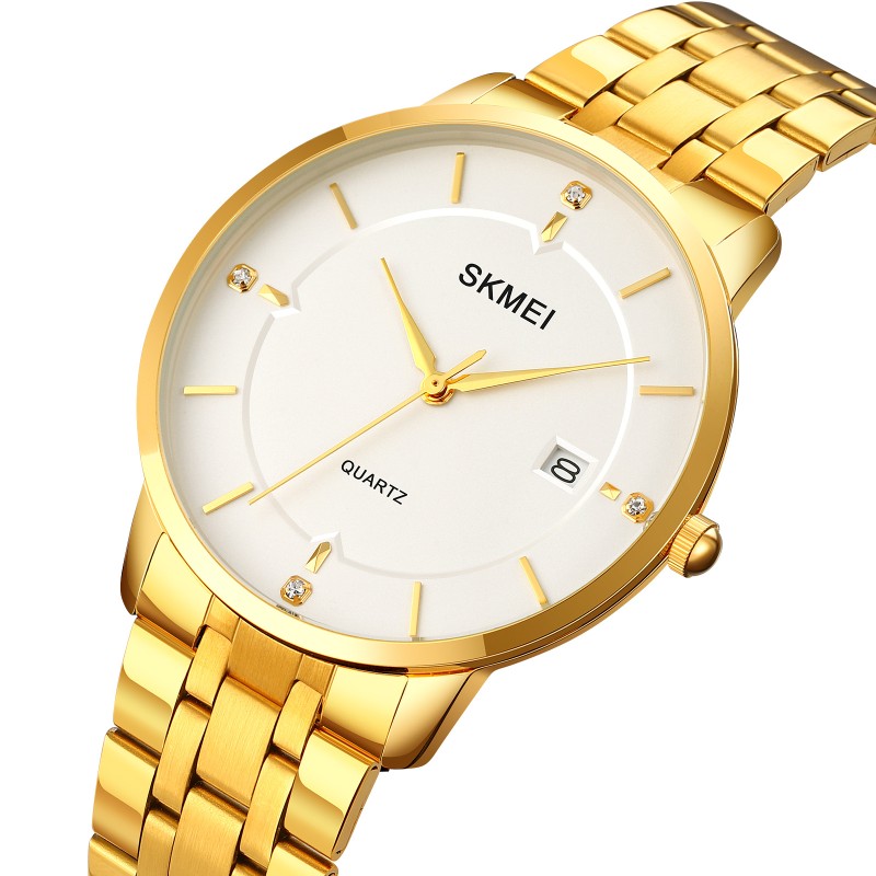 Мужские часы Skmei 1801SGD Gold Stainless Steel с металлическим браслетом и минеральным стеклом
