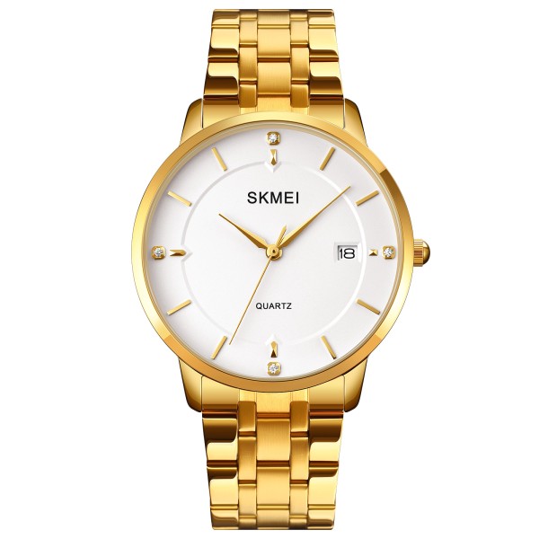 Мужские часы Skmei 1801SGD Gold Stainless Steel с металлическим браслетом и минеральным стеклом