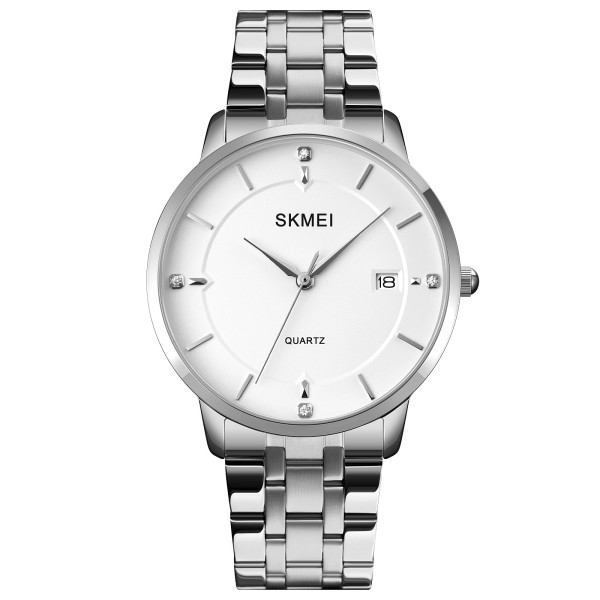 Чоловічий годинник Skmei 1801SSI Silver Case Mesh Band з мінеральним склом та сріблястим браслетом