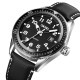 Мужские классические часы Skmei 9232LSIBK Silver-Black Leather с календарем и кожаным ремешком