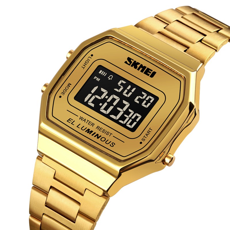 Жіночий годинник Skmei 1647GD Gold — класичний електронний аксесуар у золотистому корпусі