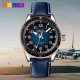 Мужские классические часы Skmei 9232LRGBU Rose-Gold Blue Leather с синим кожаным ремешком