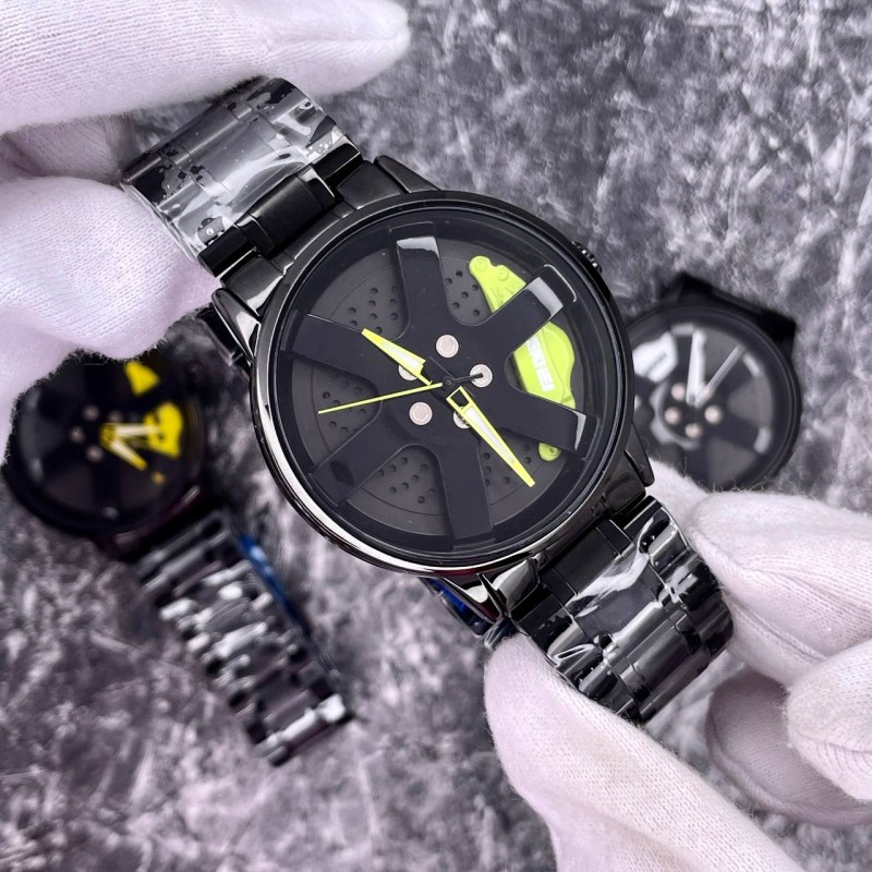 Чоловічий класичний годинник Skmei 1824GN Green SALE 2025 з металевим браслетом та мінеральним склом