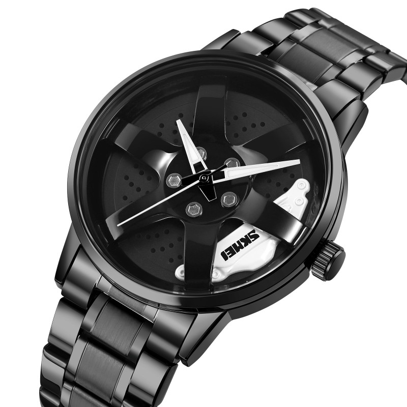 Чоловічий класичний годинник Skmei 1824BK Black з металевим браслетом та мінеральним склом