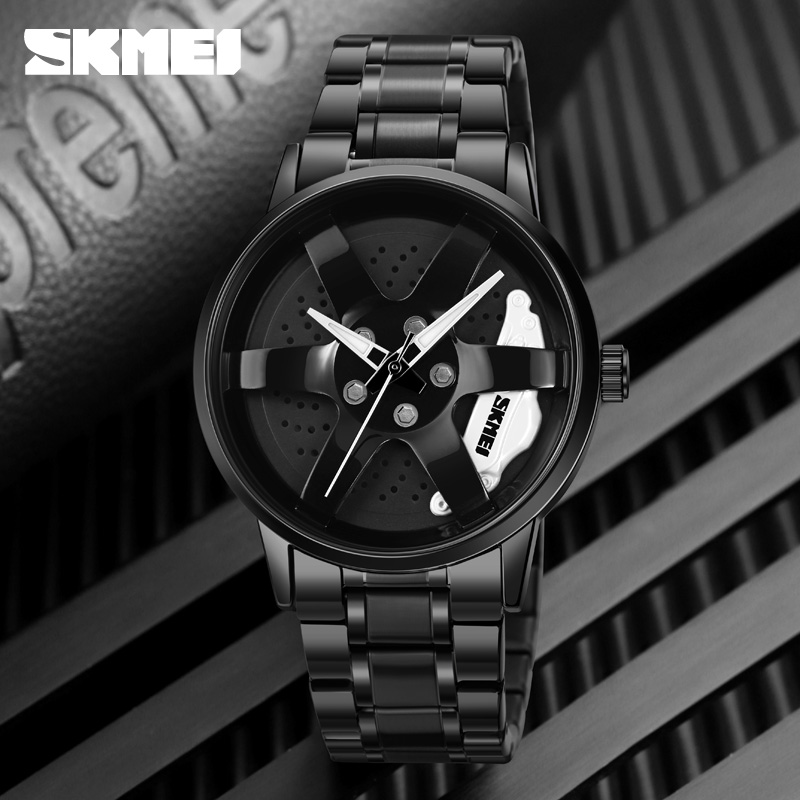 Чоловічий класичний годинник Skmei 1824BK Black з металевим браслетом та мінеральним склом