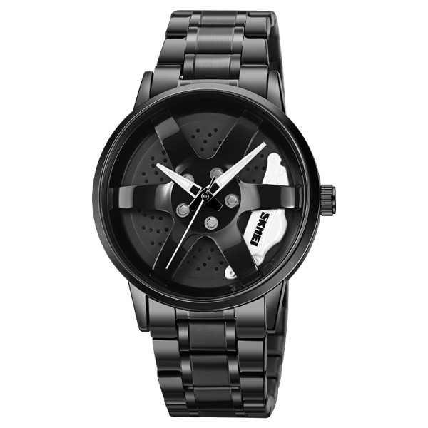 Чоловічий класичний годинник Skmei 1824BK Black з металевим браслетом та мінеральним склом