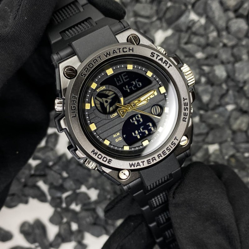 Мужские часы Skmei 2031AG Army Green спортивные тактические с комбинированным циферблатом