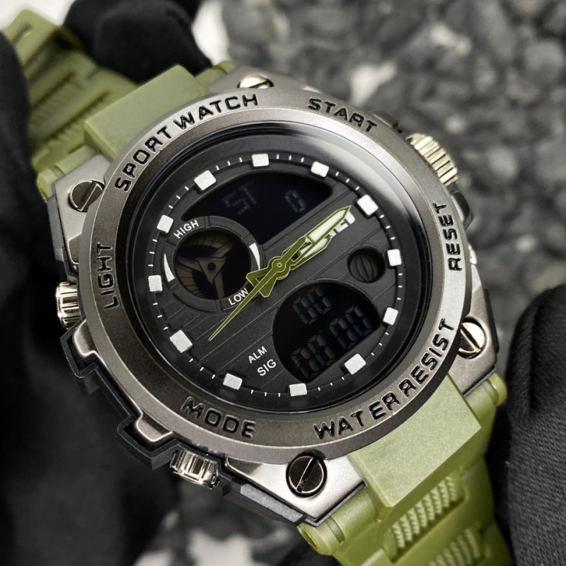 Чоловічий спортивний годинник Skmei 2031BK Black з комбінованим циферблатом та підсвічуванням