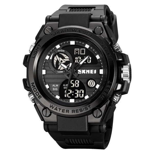 Чоловічий спортивний годинник Skmei 2031BK Black з комбінованим циферблатом та підсвічуванням