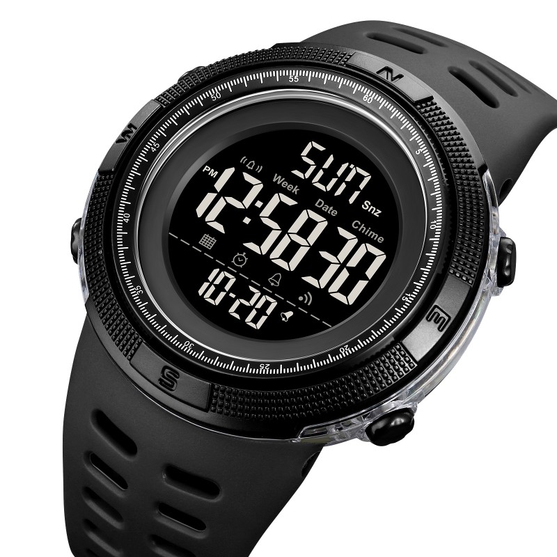 Чоловічий спортивний годинник Skmei 2070BK Black з електронним циферблатом та водозахистом 5 ATM