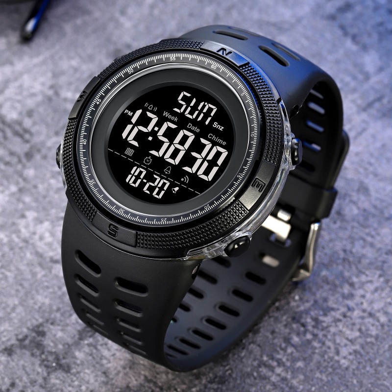 Чоловічий спортивний годинник Skmei 2070BK Black з електронним циферблатом та водозахистом 5 ATM
