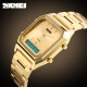 Жіночий годинник Skmei 1220GD Gold SALE 2025 з комбінованим циферблатом та золотистим браслетом