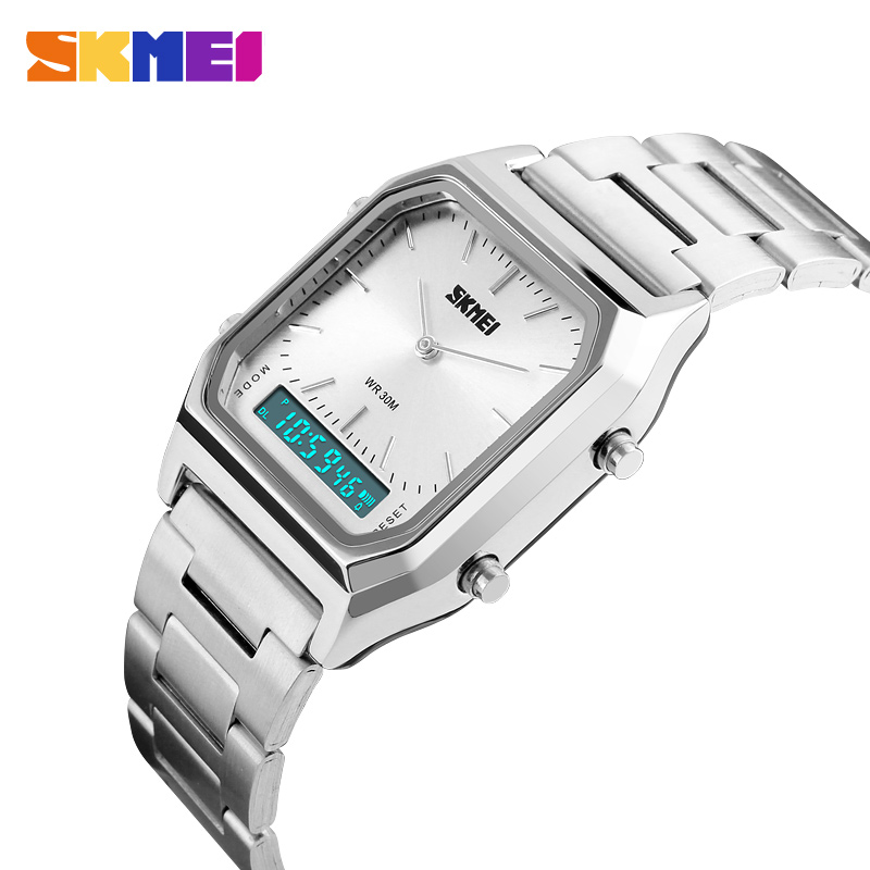 Женские часы Skmei 1220SI Silver с серебристым браслетом и комбинированным циферблатом