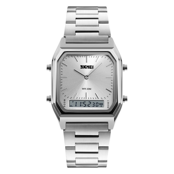 Женские часы Skmei 1220SI Silver с серебристым браслетом и комбинированным циферблатом