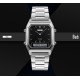 Женские часы Skmei 1220SIBK Silver-Black с серебристым браслетом и стрелочно-электронным циферблатом