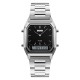 Женские часы Skmei 1220SIBK Silver-Black с серебристым браслетом и стрелочно-электронным циферблатом