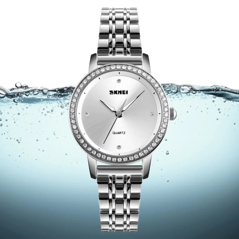 Женские часы Skmei 1311SI Silver с металлическим браслетом и минеральным стеклом