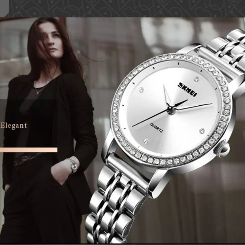Женские часы Skmei 1311SI Silver с металлическим браслетом и минеральным стеклом