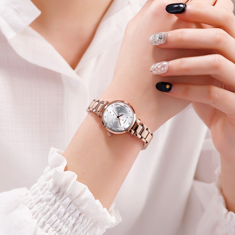 Жіночий годинник Skmei 1411RG Rose-Gold у класичному стилі з металевим браслетом