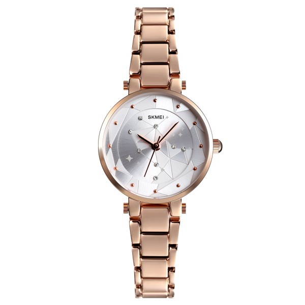 Жіночий годинник Skmei 1411RG Rose-Gold у класичному стилі з металевим браслетом