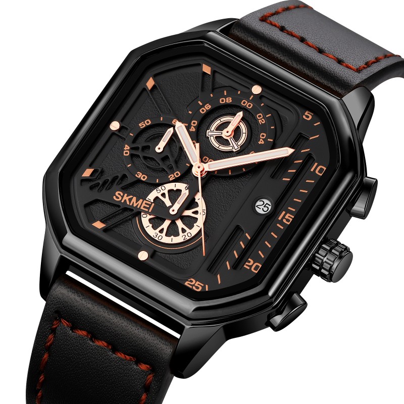Мужские наручные часы Skmei 1963BKRG Black-Rose-Gold с календарем и секундомером