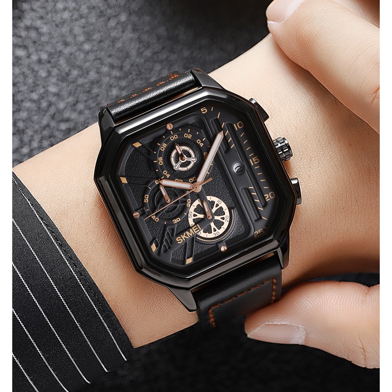 Мужские наручные часы Skmei 1963BKRG Black-Rose-Gold с календарем и секундомером