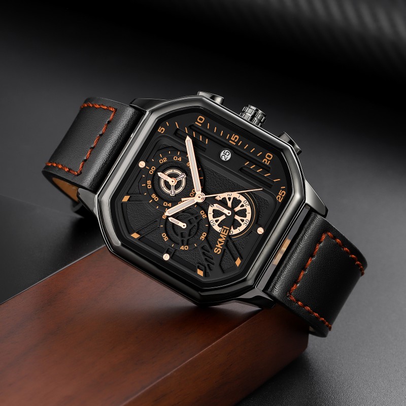 Мужские наручные часы Skmei 1963BKRG Black-Rose-Gold с календарем и секундомером