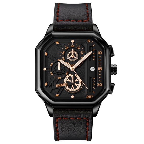 Мужские наручные часы Skmei 1963BKRG Black-Rose-Gold с календарем и секундомером