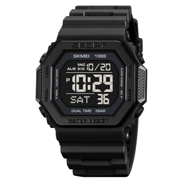 Чоловічий спортивний годинник Skmei 1988BK Black з електронним циферблатом та водозахистом 5 ATM