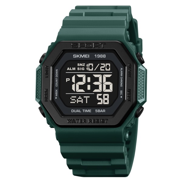 Чоловічий спортивний годинник Skmei 1988DKGN Dark-Green з електронним циферблатом та водонепроникністю 5 ATM
