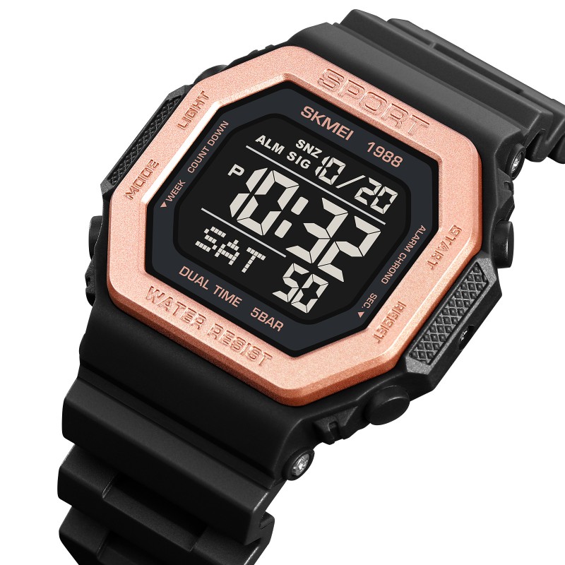 Мужские спортивные часы Skmei 1988RG Rose-Gold с электронным циферблатом и защитой 5 ATM