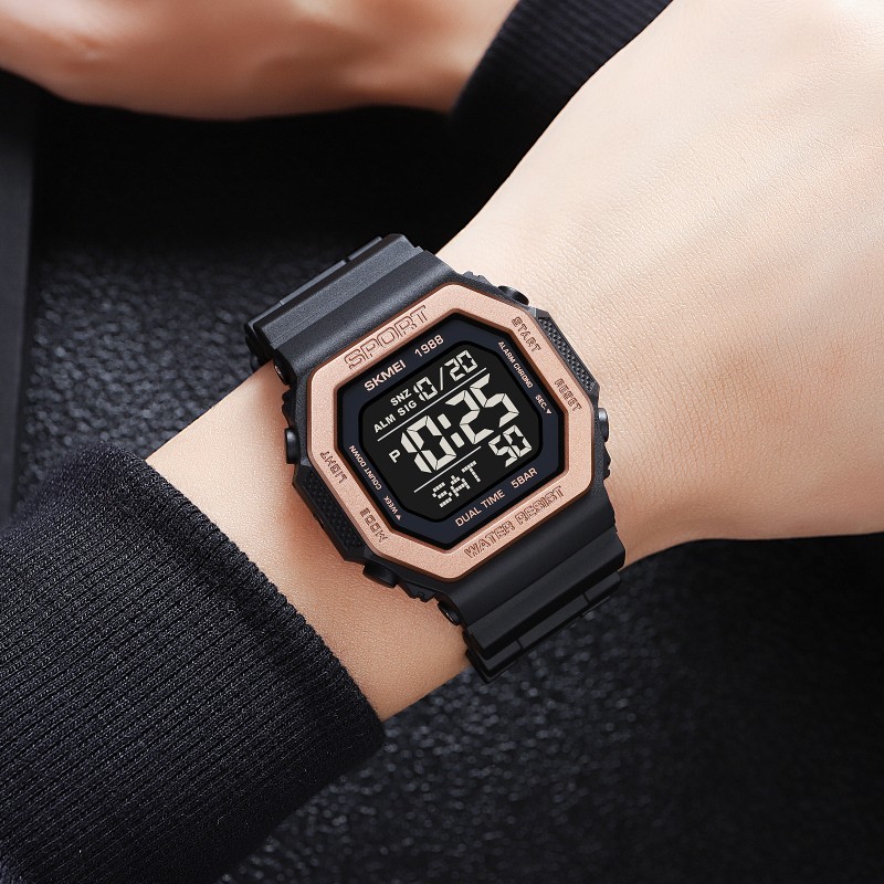 Мужские спортивные часы Skmei 1988RG Rose-Gold с электронным циферблатом и защитой 5 ATM
