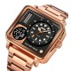 Мужские часы Skmei 2025RG Rose Gold в квадратном корпусе с комбинированным циферблатом