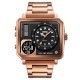 Мужские часы Skmei 2025RG Rose Gold в квадратном корпусе с комбинированным циферблатом