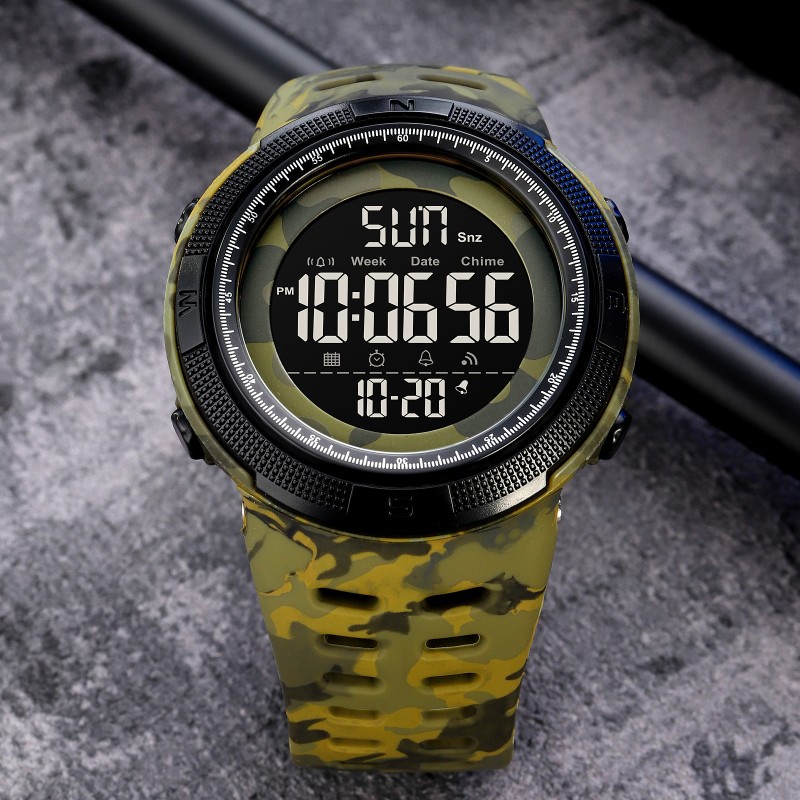 Чоловічий годинник Skmei 2070CMGN Camo Green – спортивна тактична модель з водозахистом 5 ATM