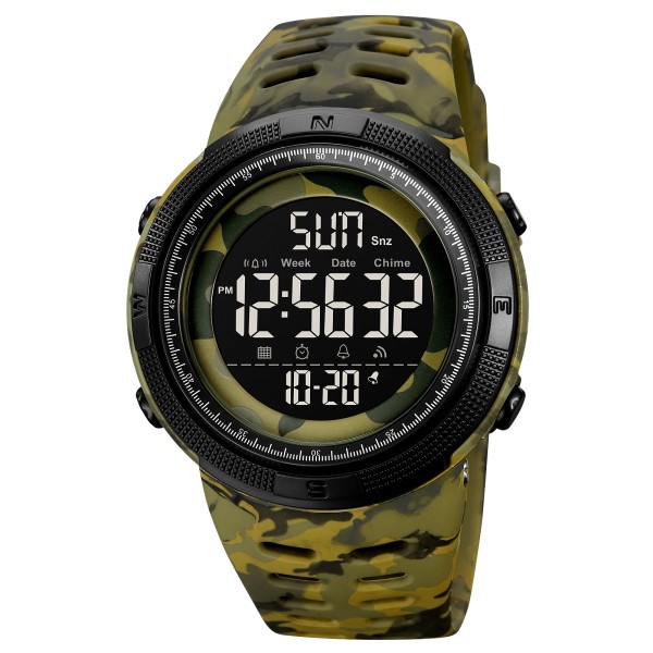 Чоловічий годинник Skmei 2070CMGN Camo Green – спортивна тактична модель з водозахистом 5 ATM