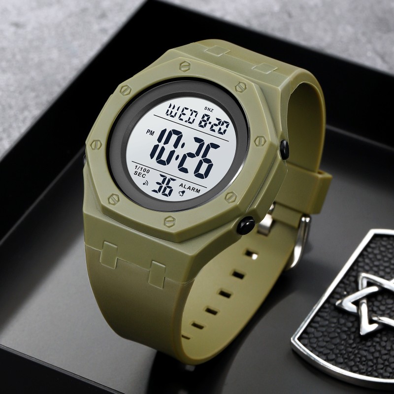 Чоловічий спортивний годинник Skmei 2048AG Army Green з електронним циферблатом та водозахистом 5 ATM