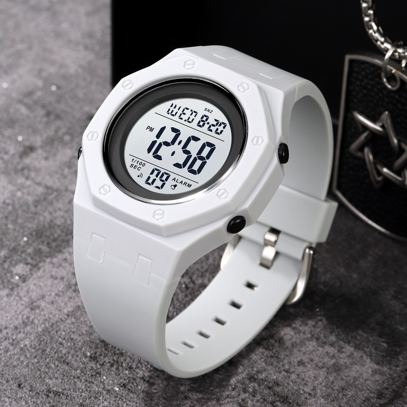Мужские спортивные часы Skmei 2048LTGY Light Grey с электронным циферблатом и защитой 5 ATM