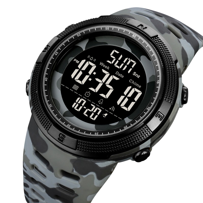 Мужские спортивные часы Skmei 2070CMGY Camo Grey с электронным циферблатом и водозащитой 5 ATM