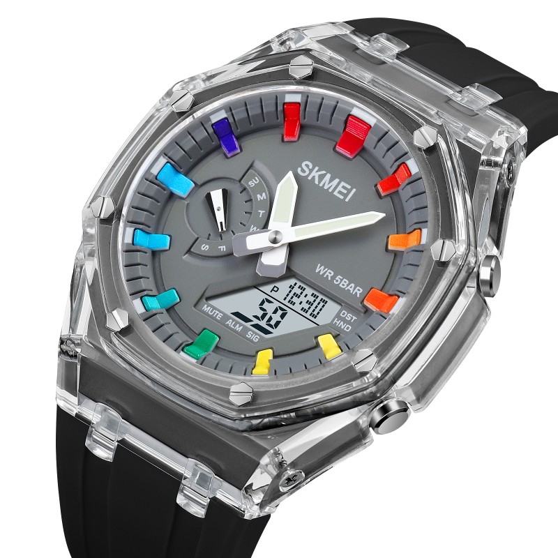 Годинник Skmei 2100BKGY Black-Grey Спортивний Унісекс зі Стрілково-Електронним Циферблатом та Підсвічуванням