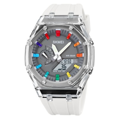 Skmei 2100WTGY White-Grey STOPPED