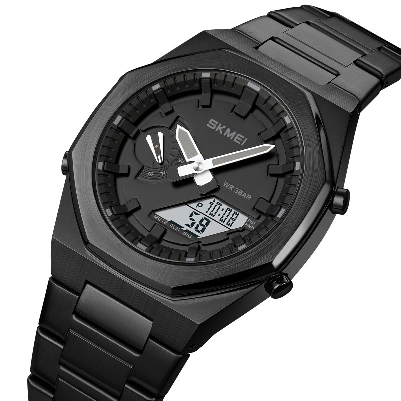 Чоловічий годинник Skmei 1816BKBKWT Black-Black-White зі стрілково-електронним циферблатом