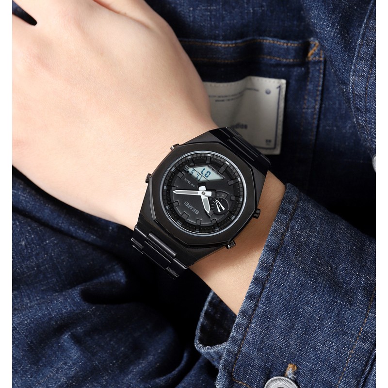 Чоловічий годинник Skmei 1816BKBKWT Black-Black-White зі стрілково-електронним циферблатом
