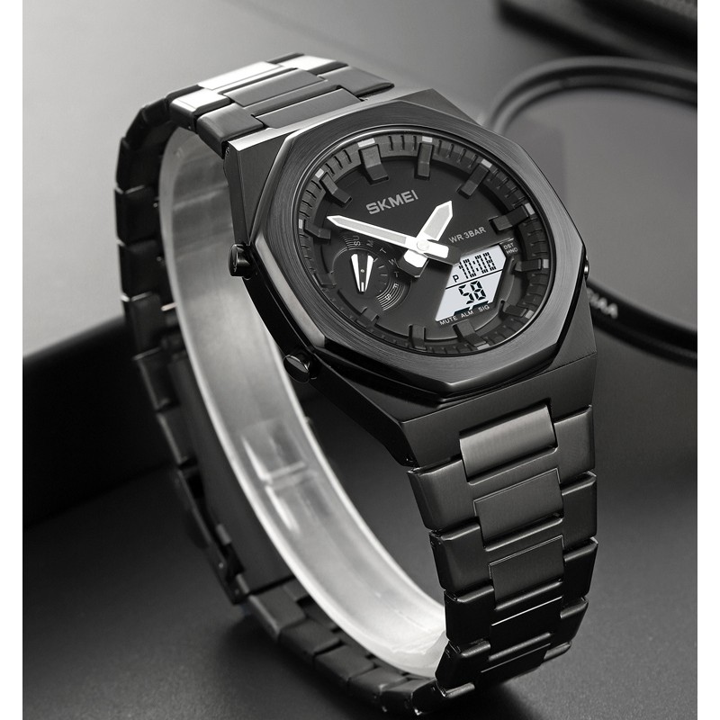 Чоловічий годинник Skmei 1816BKBKWT Black-Black-White зі стрілково-електронним циферблатом