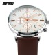 Чоловічий класичний годинник Skmei 9103WTBN White-Brown з хронографом та календарем