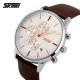 Чоловічий класичний годинник Skmei 9103WTBN White-Brown з хронографом та календарем