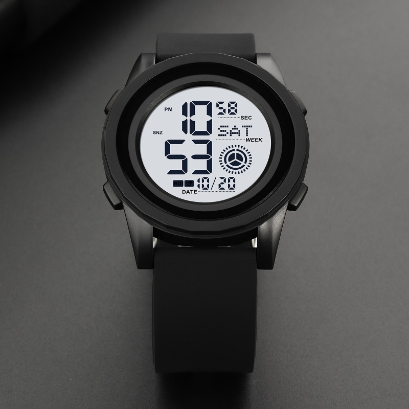 Мужские тактические часы Skmei 2082BKWT Black-White с электронным циферблатом и защитой 5 ATM