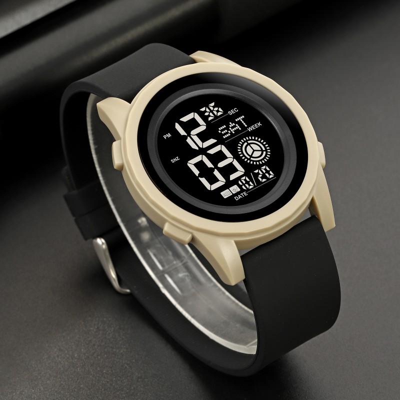 Мужские тактические часы Skmei 2082KHBK Khaki-Black с электронным циферблатом и подсветкой