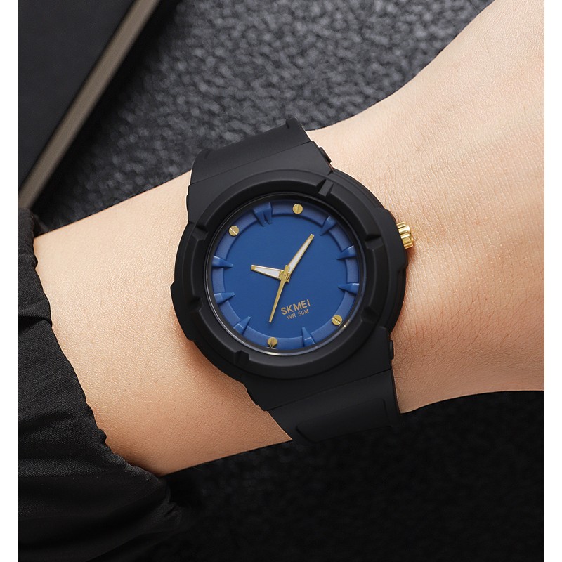Женские часы Skmei 2011BKBU Black-Blue с синим циферблатом и защитой от воды 5 ATM