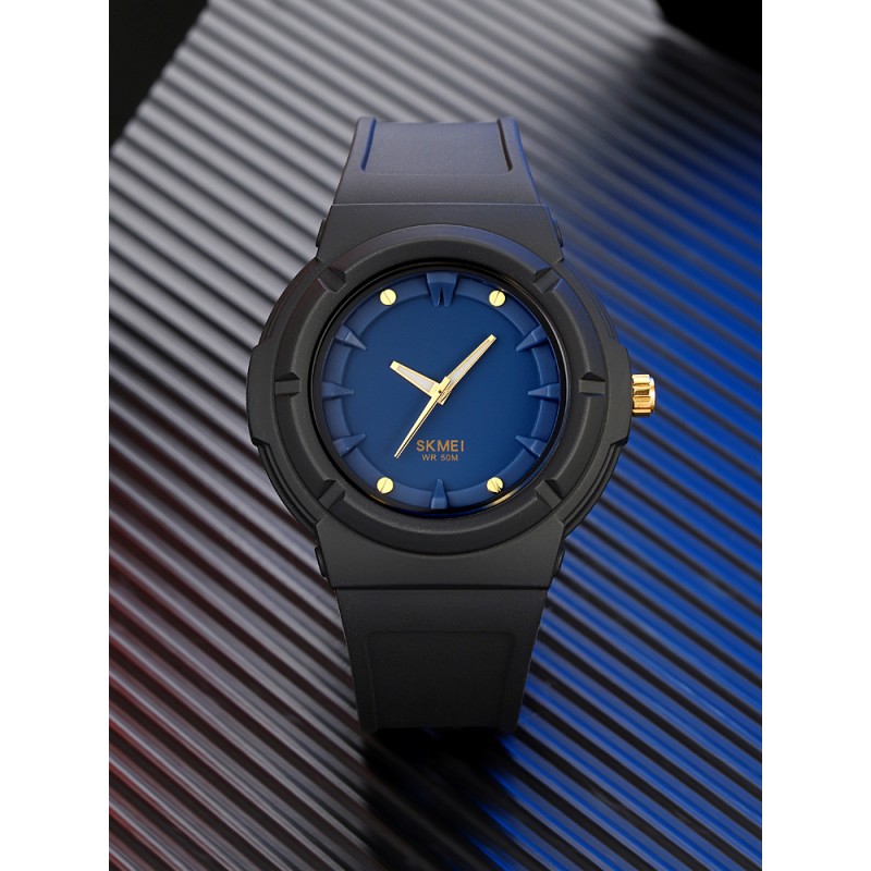 Женские часы Skmei 2011BKBU Black-Blue с синим циферблатом и защитой от воды 5 ATM